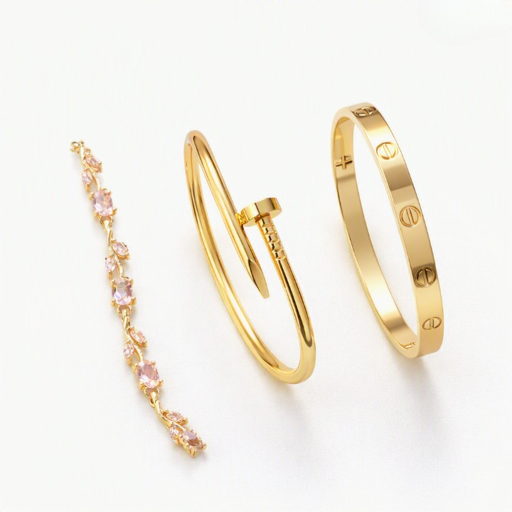 Pack of 3 Bracelets – Nail Cartier, Cartier & Tulip Bracelet Set for Women