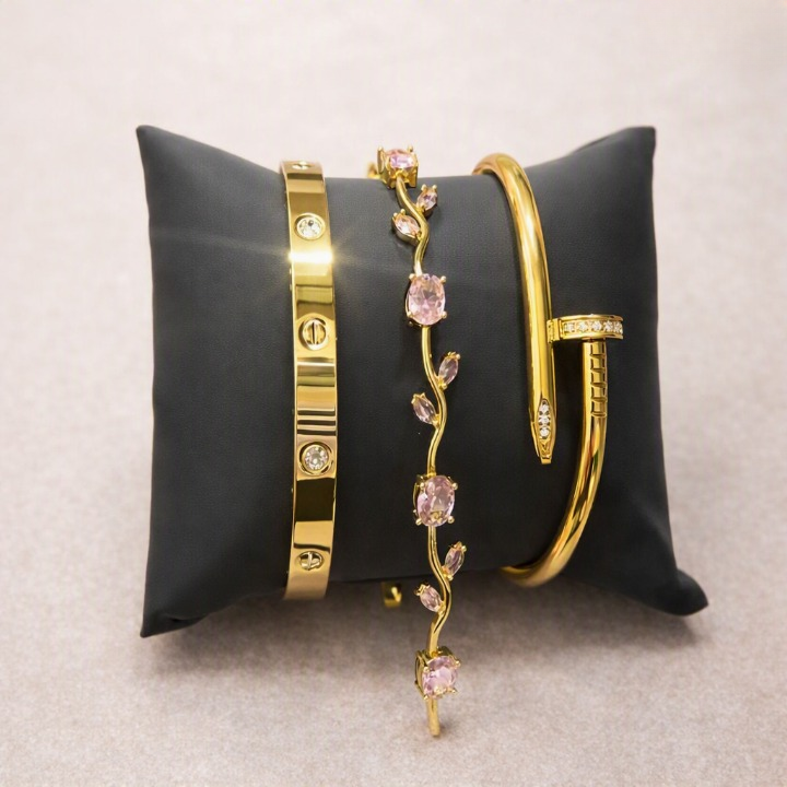 Pack of 3 Bracelets – Nail Cartier, Cartier & Tulip Bracelet Set for Women