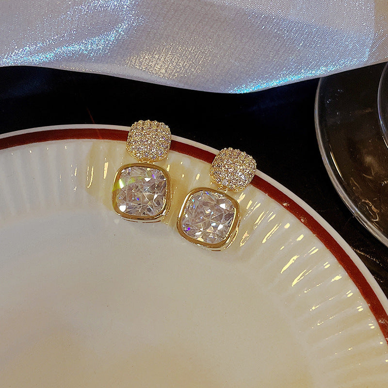 Korean Zircon Crystal Earrings – Elegant Fashion Jewellery for Women