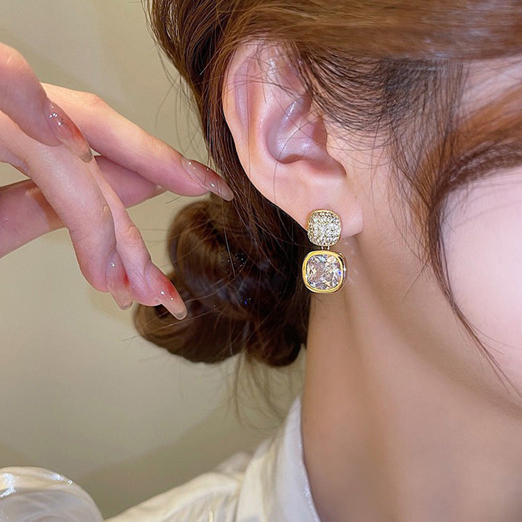 Korean Zircon Crystal Earrings – Elegant Fashion Jewellery for Women
