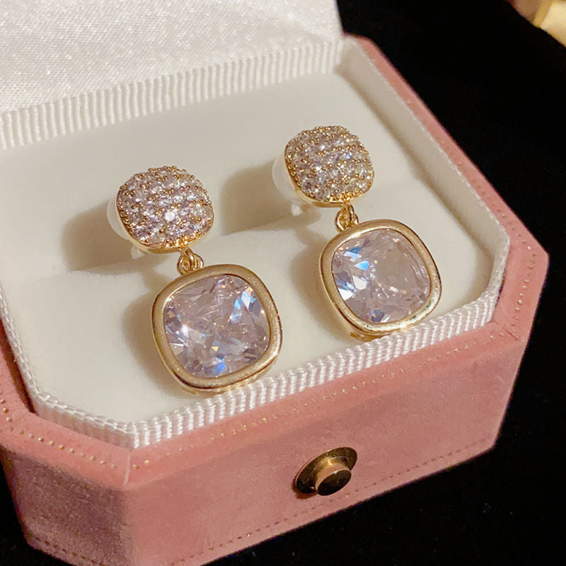 Korean Zircon Crystal Earrings – Elegant Fashion Jewellery for Women
