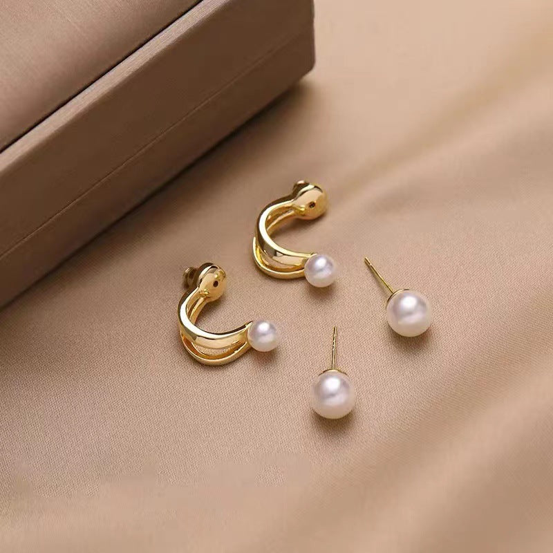 Korean Pearl Circle Earrings – Elegant Fashion Jewelry for Women