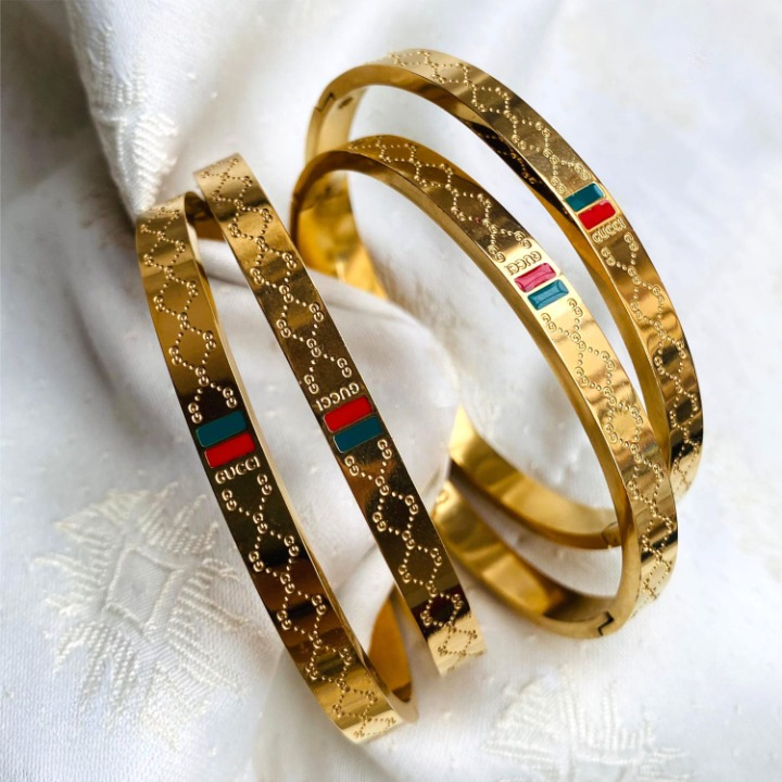 Luxury Korean Bangles - Gold Tone Designer Bracelet