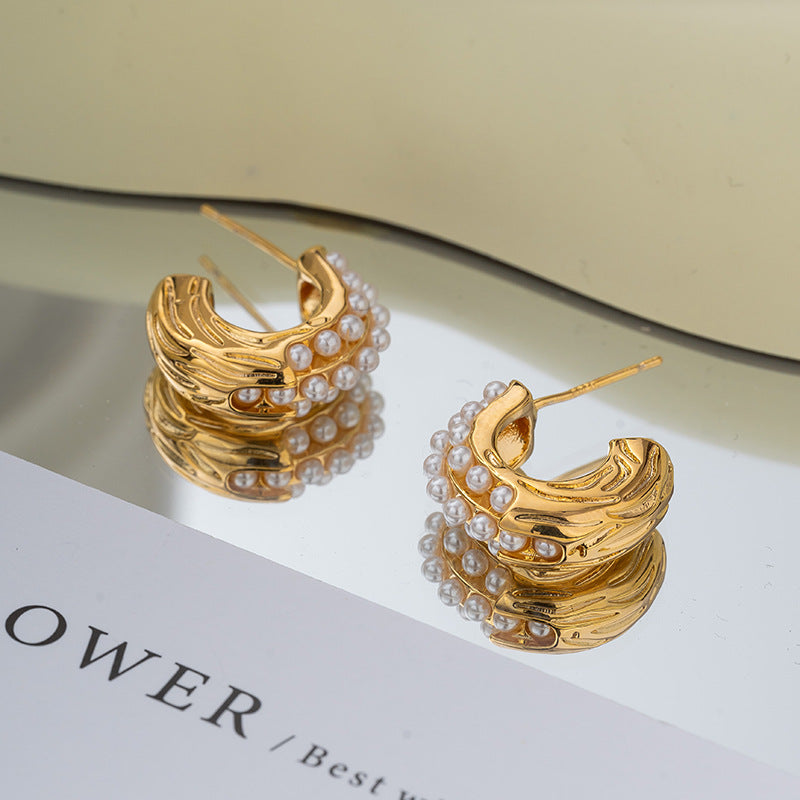 Pearl Bali Earrings – Elegant Korean Style Fashion Earrings