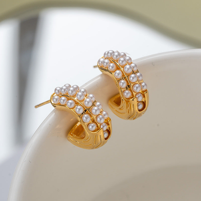 Pearl Bali Earrings – Elegant Korean Style Fashion Earrings