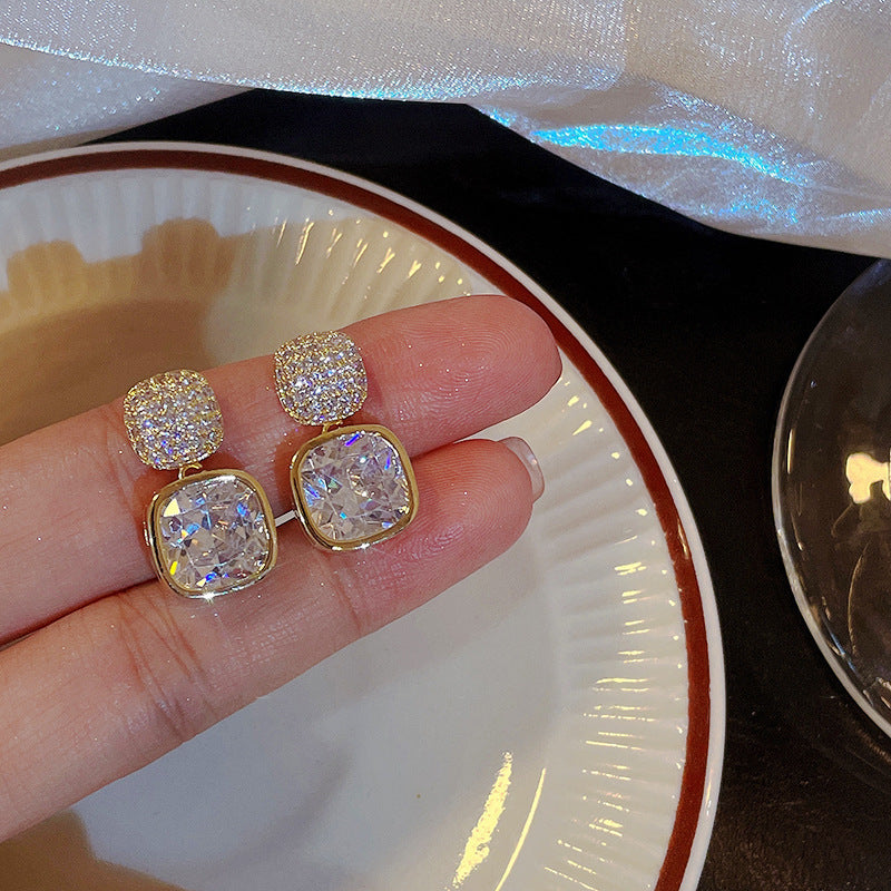 Korean Zircon Crystal Earrings – Elegant Fashion Jewellery for Women