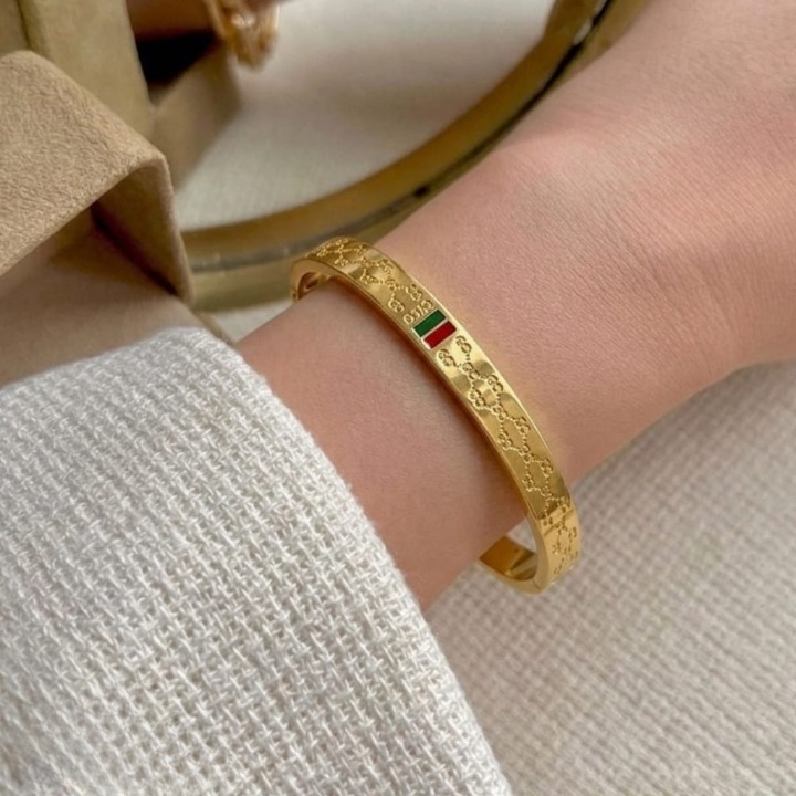 Luxury Korean Bangles - Gold Tone Designer Bracelet